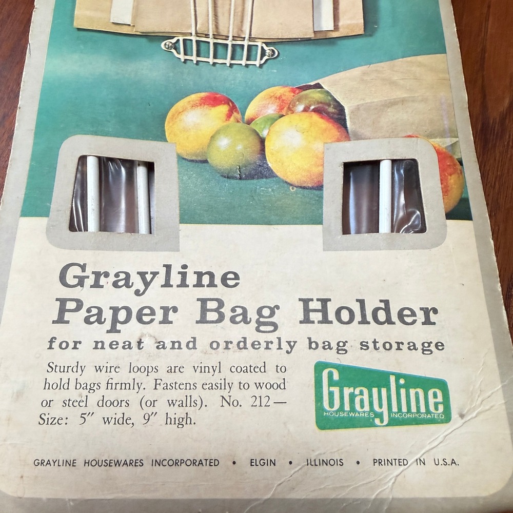 Vintage Paper Bag Holder Vinyl Coated Wire Wall Mount NEW OLD STOCK Mid Century